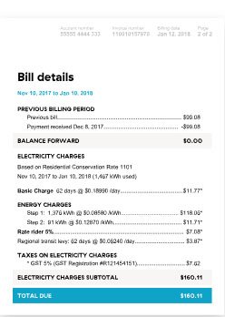 BC Hydro Electricity Bill